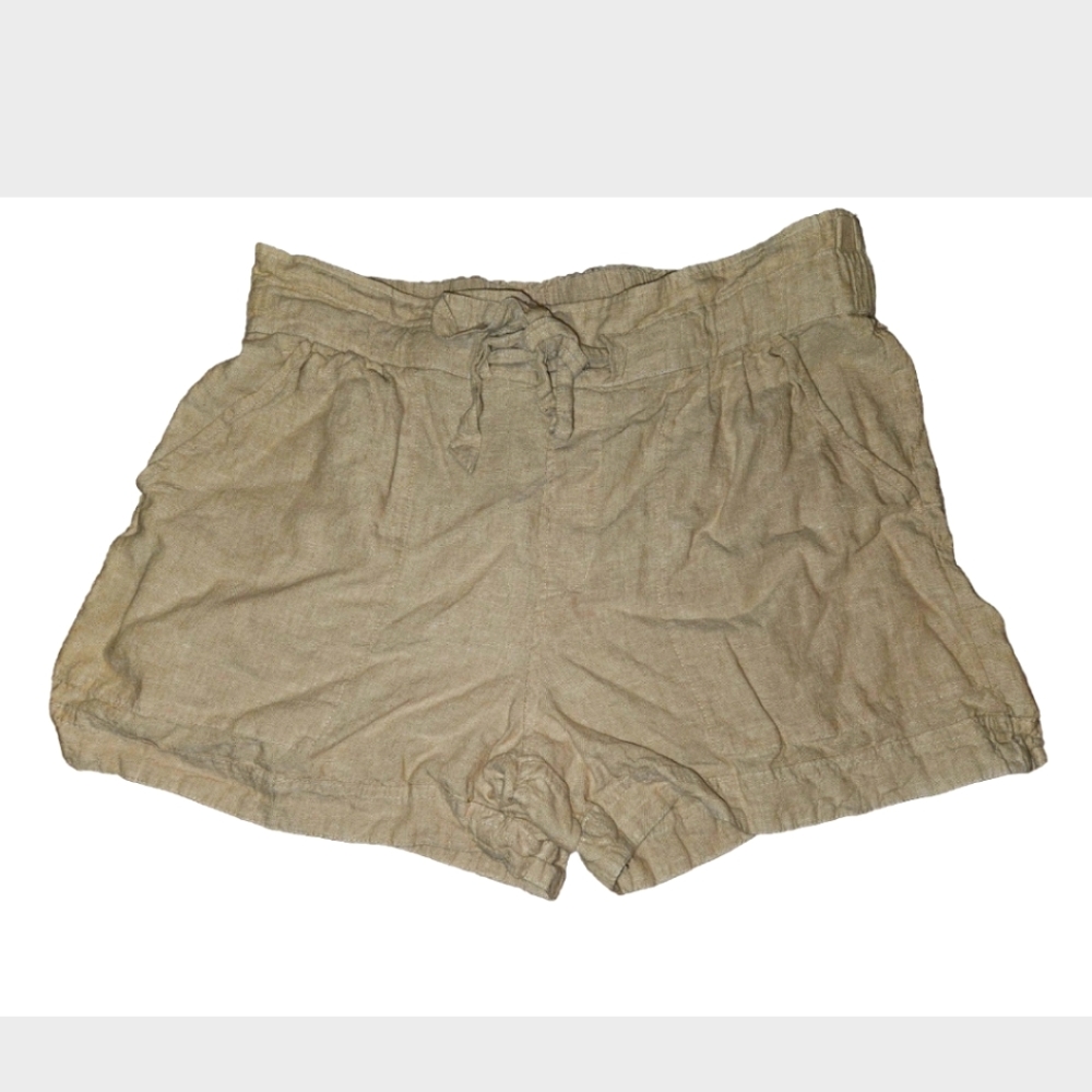 Zac And Rachel Linen Blend Shorts Womens Brown Pockets Drawstring Size Large